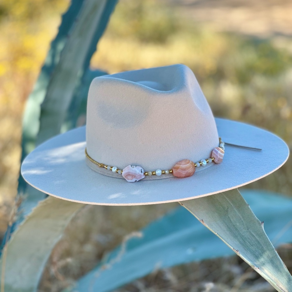 Botswana Agate Freshwater Pearl Hat Band - Picture 6 of 8